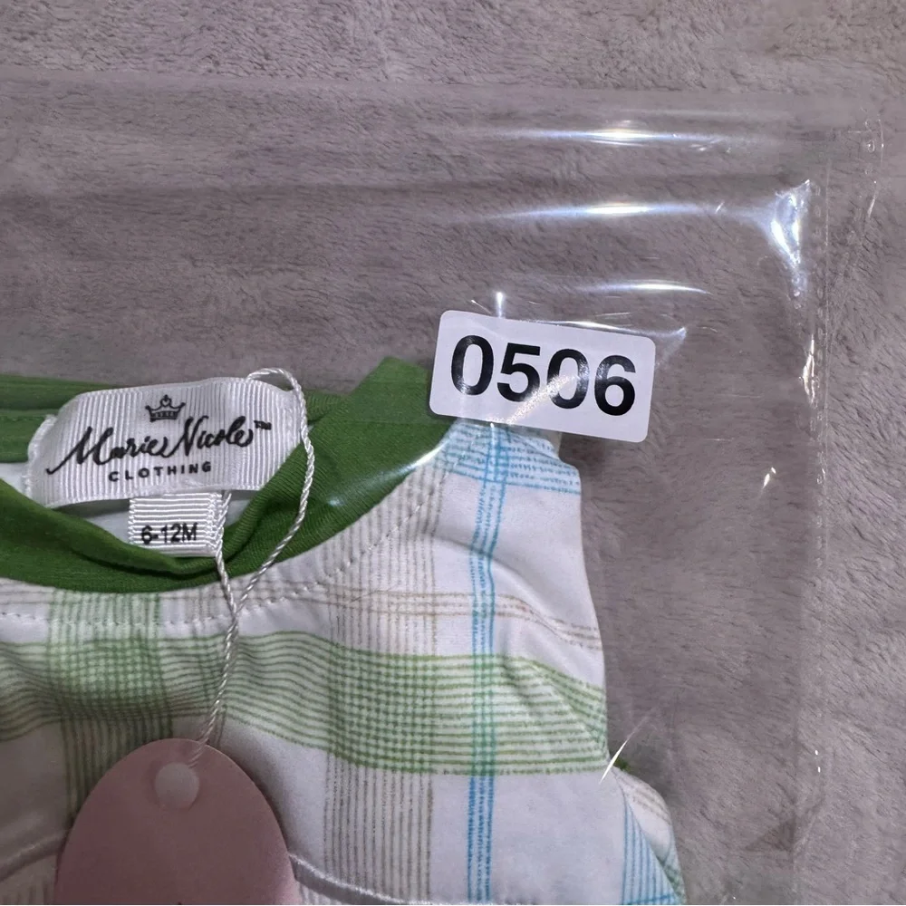 NWT Marie Nicole Romper smocked Easter peach embroidered Spring Outfit 6-12 mths